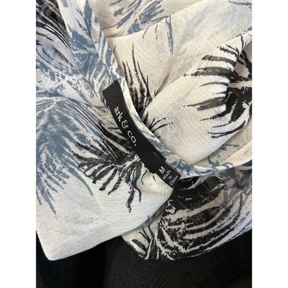 Arc & CO maxi dress faux wrap top waist tie long sleeve white palm leaf SZ M - Picture 4 of 8